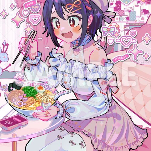 viviON　『あおぎり高校　公式美術部　おしゃデリシャスなアート展 』『音霊魂子』イラスト